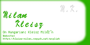 milan kleisz business card